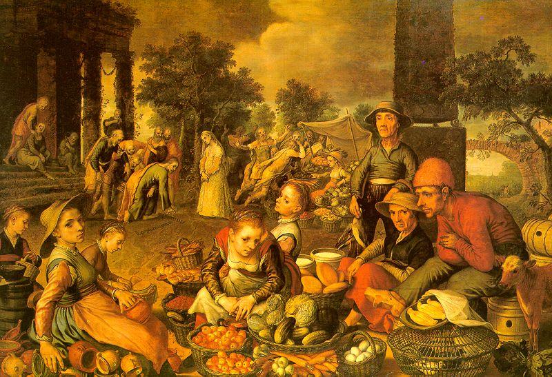 Pieter Aertsen Market Scene with Christ and the Adulteress Sweden oil painting art